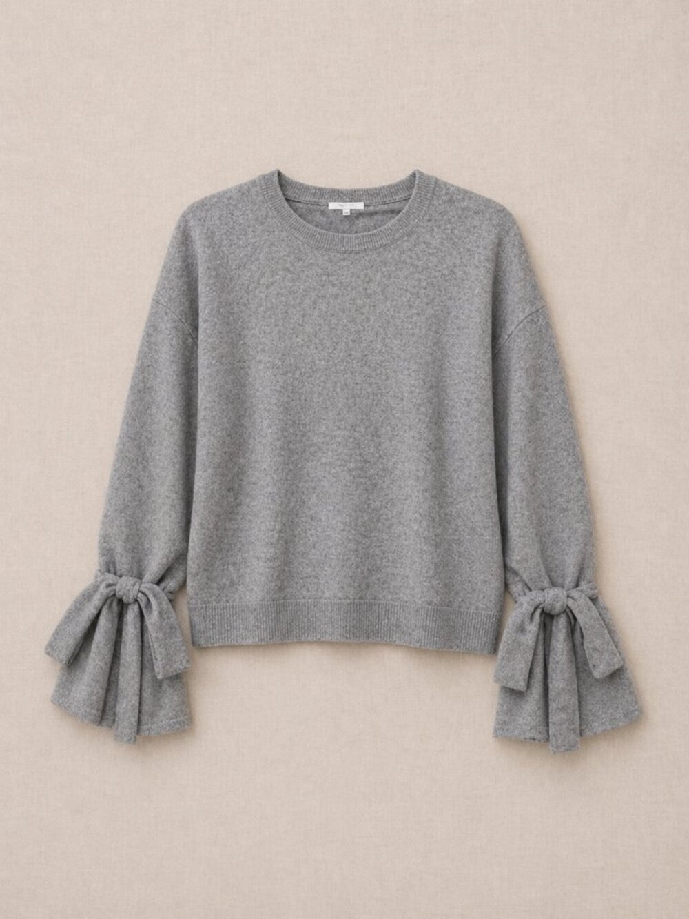 Madewell Gray Tie Sleeve Crewneck Sweater Medium Bell Sleeve Cotton Blend
